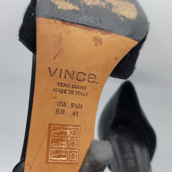 Vince Vero Cuoio- Black Claire Pony Hair & Leather D'Orsay Pumps Pointed Toe - Picture 7 of 10